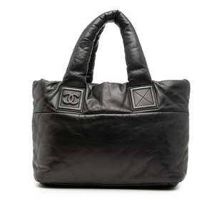 CHANEL Black Leather Tote Bag